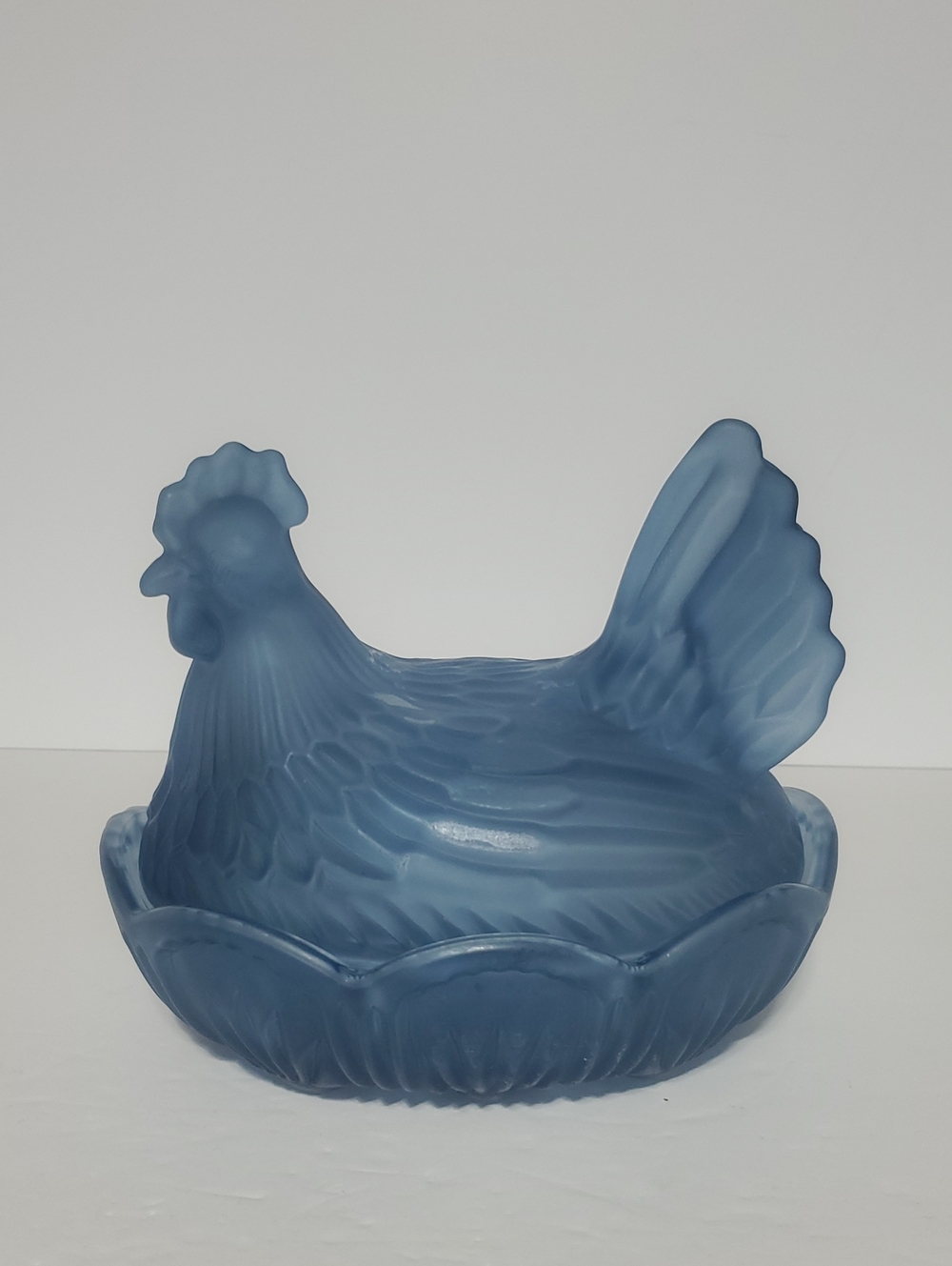 Blue Glass Hen on Nest